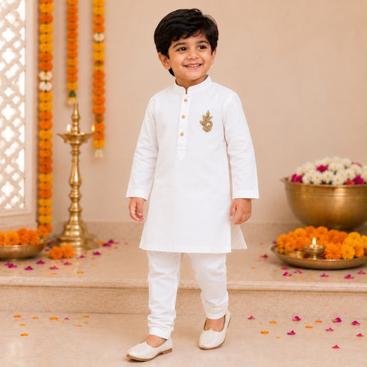 White Royal Onyx Kurta Set
