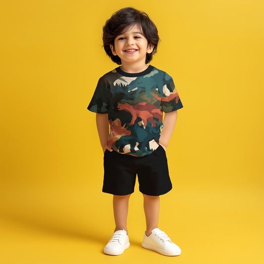 Black Jurassic Playtime T-shirt & Shorts Co-ord Set