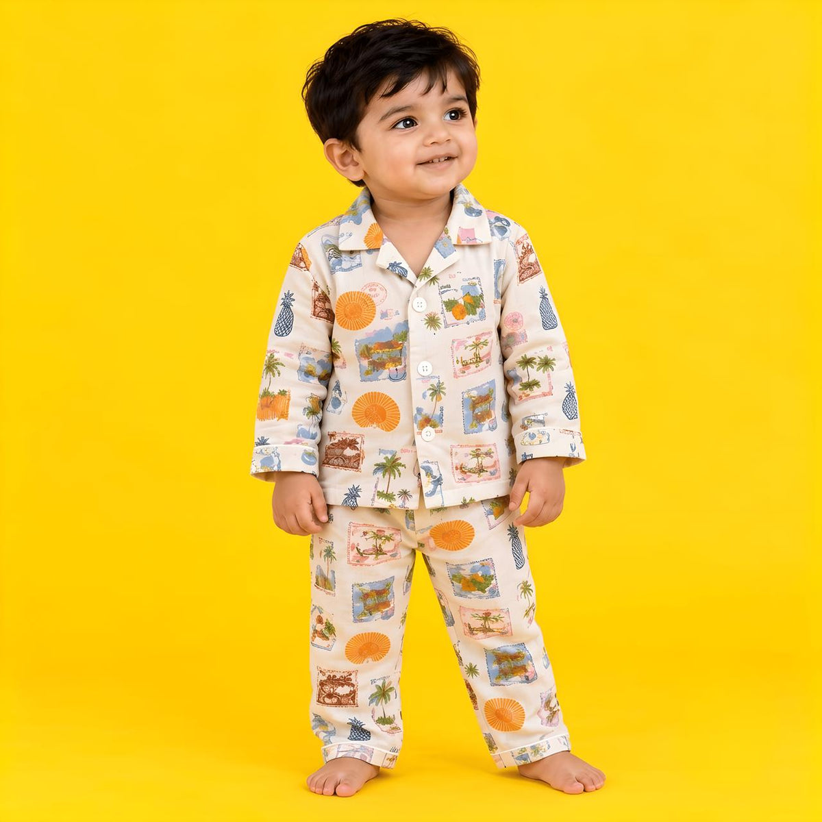 Little Sunshine Printed Cotton Night Suit Set with Matching Bag & Bottle Cover