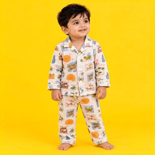 Little Sunshine Printed Cotton Night Suit Set with Matching Bag & Bottle Cover