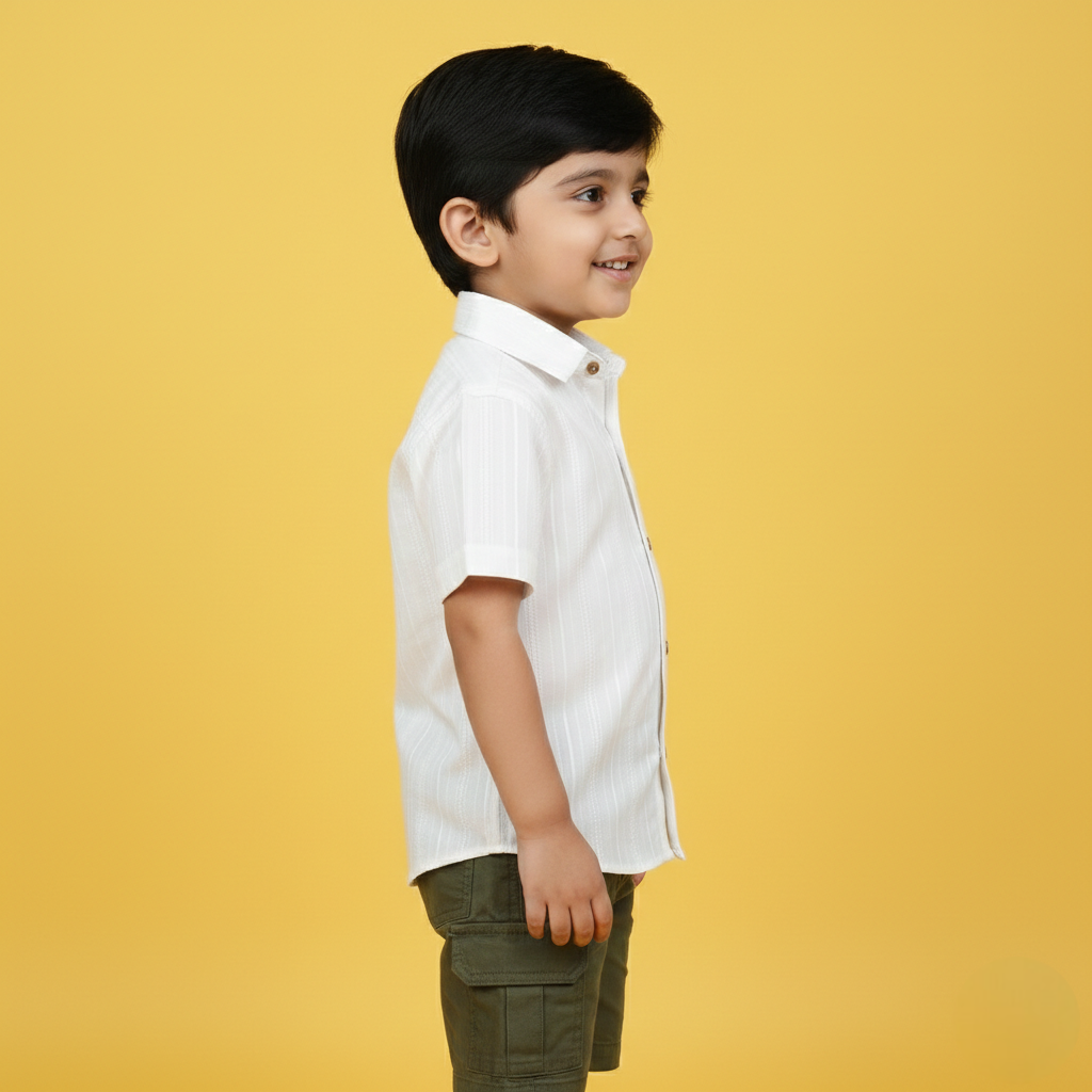 White Dobby Kids Shirt