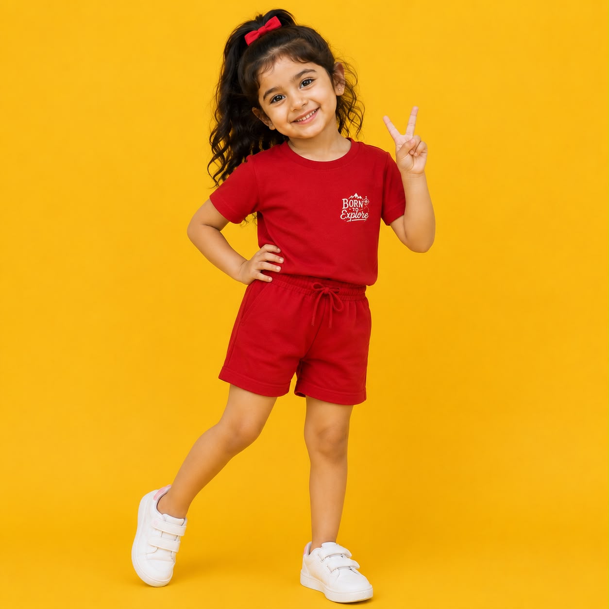Girls Red Graphic Print co-ord set