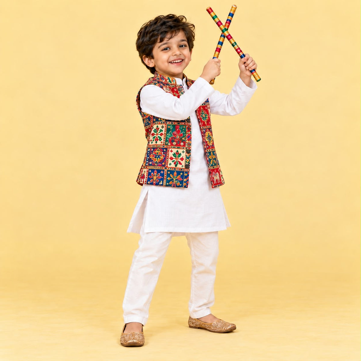 Durga Dandiya white  kurta set ⭐