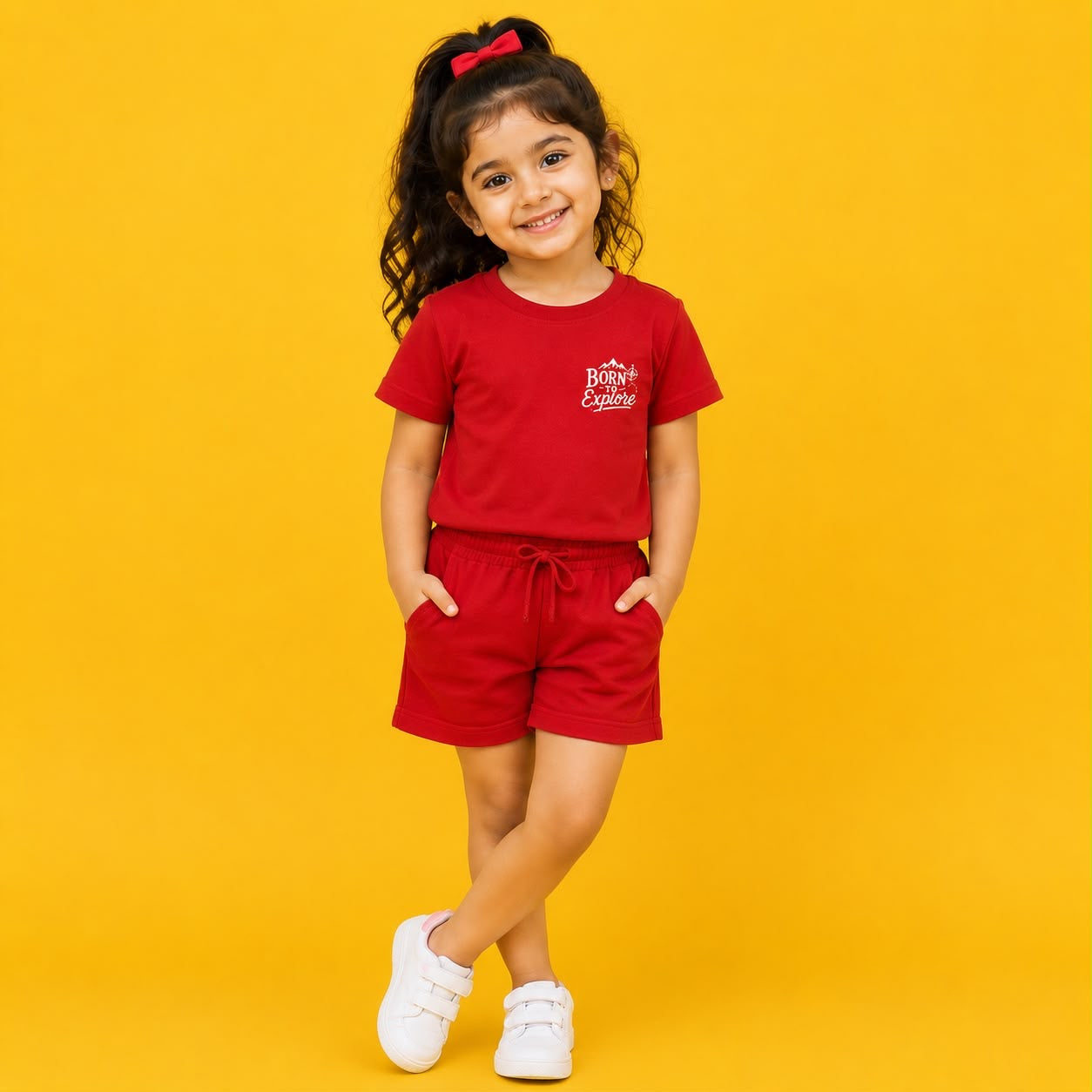 Girls Red Graphic Print co-ord set