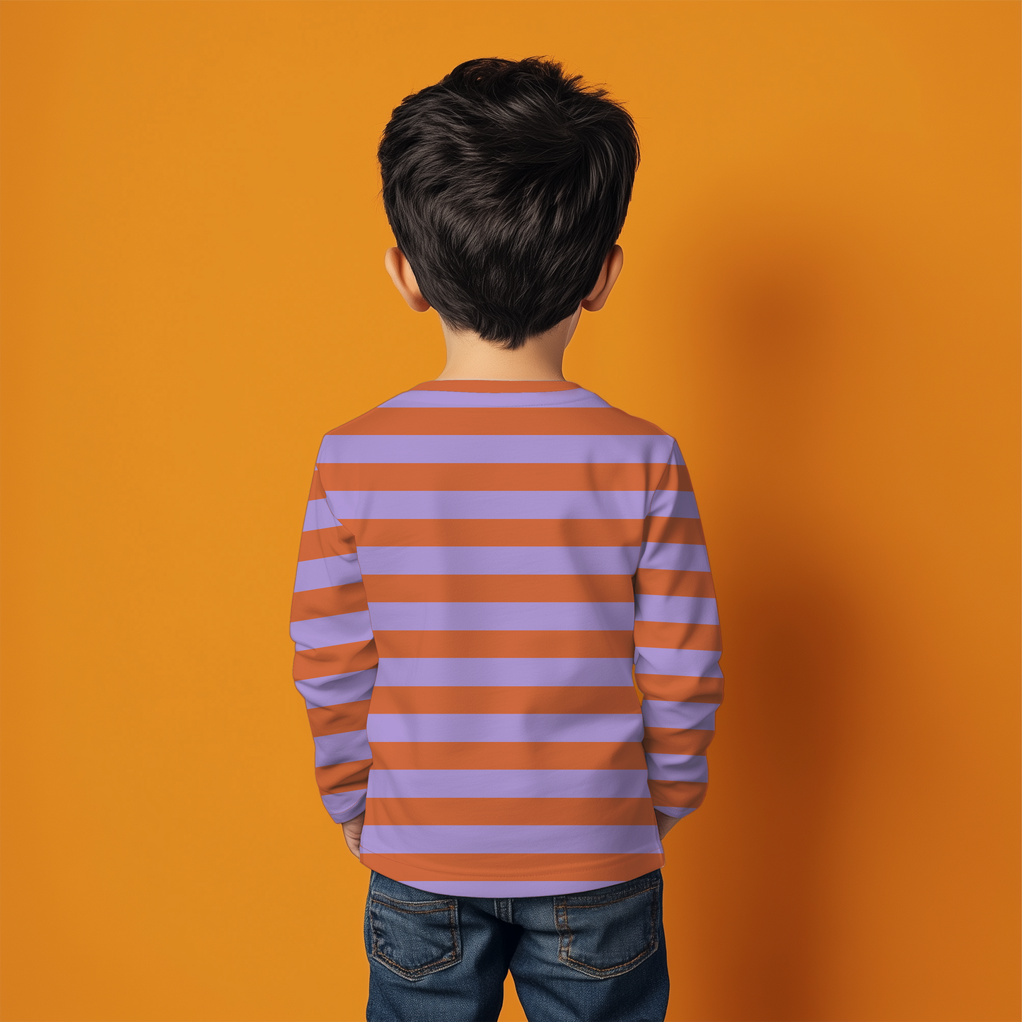 Orange & Lavender Striped Kids T-Shirt