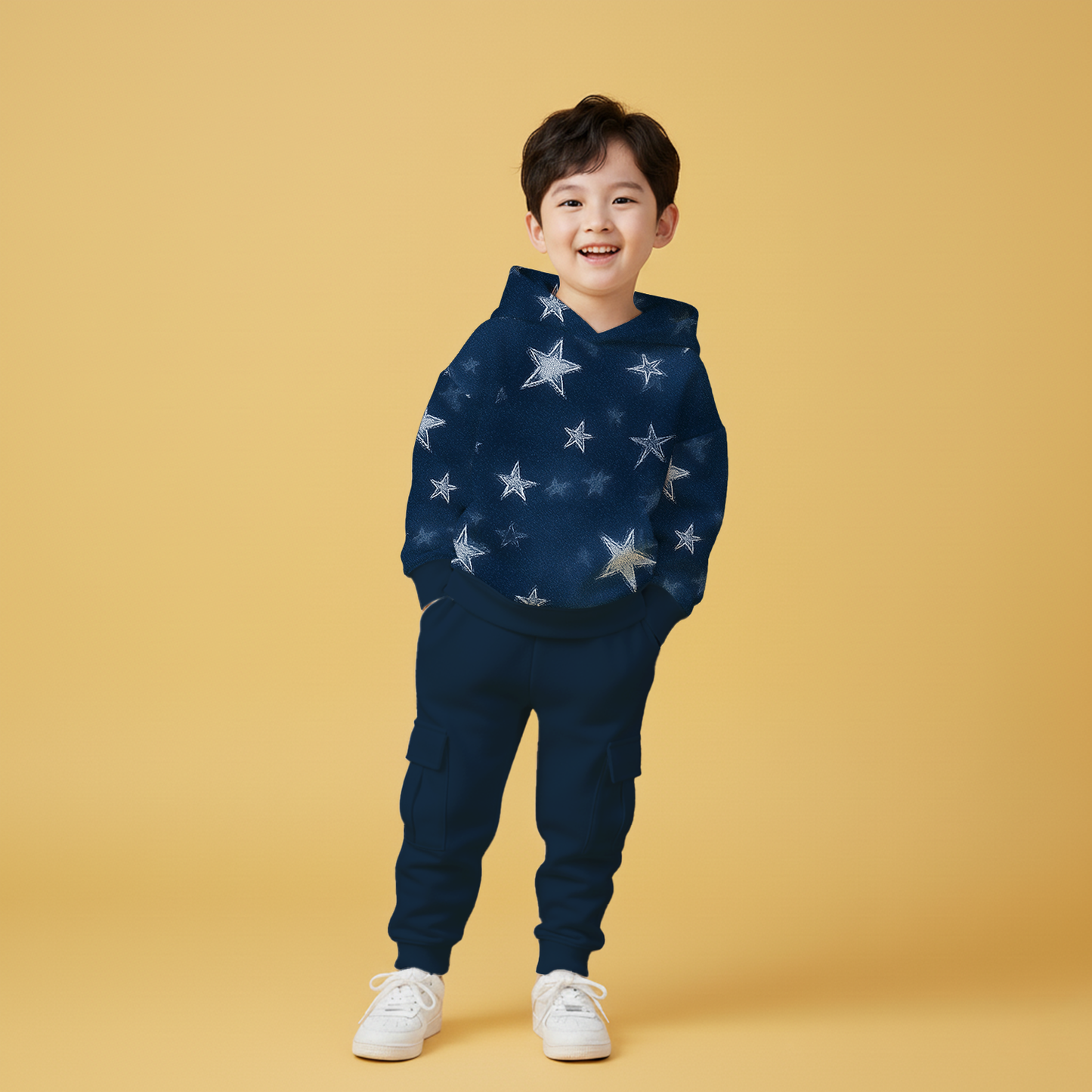 Blue Star Hoodie & Cargo Jogger Set