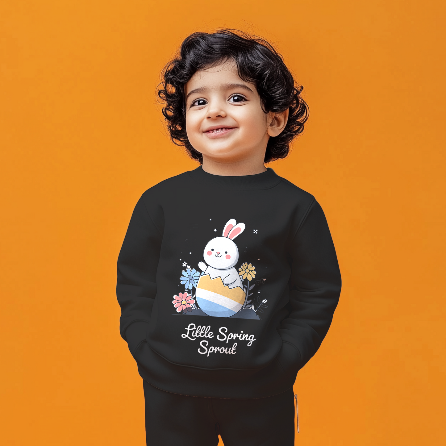 Black Bunny Egg Kids Sweatshirt