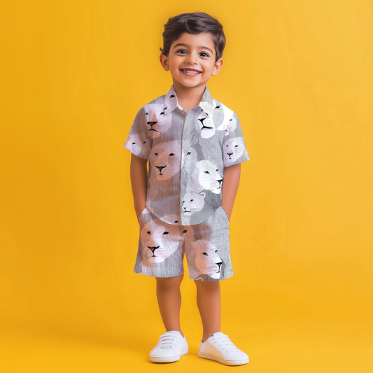 Royal King Shirt & Shorts Kids Co-ord Set