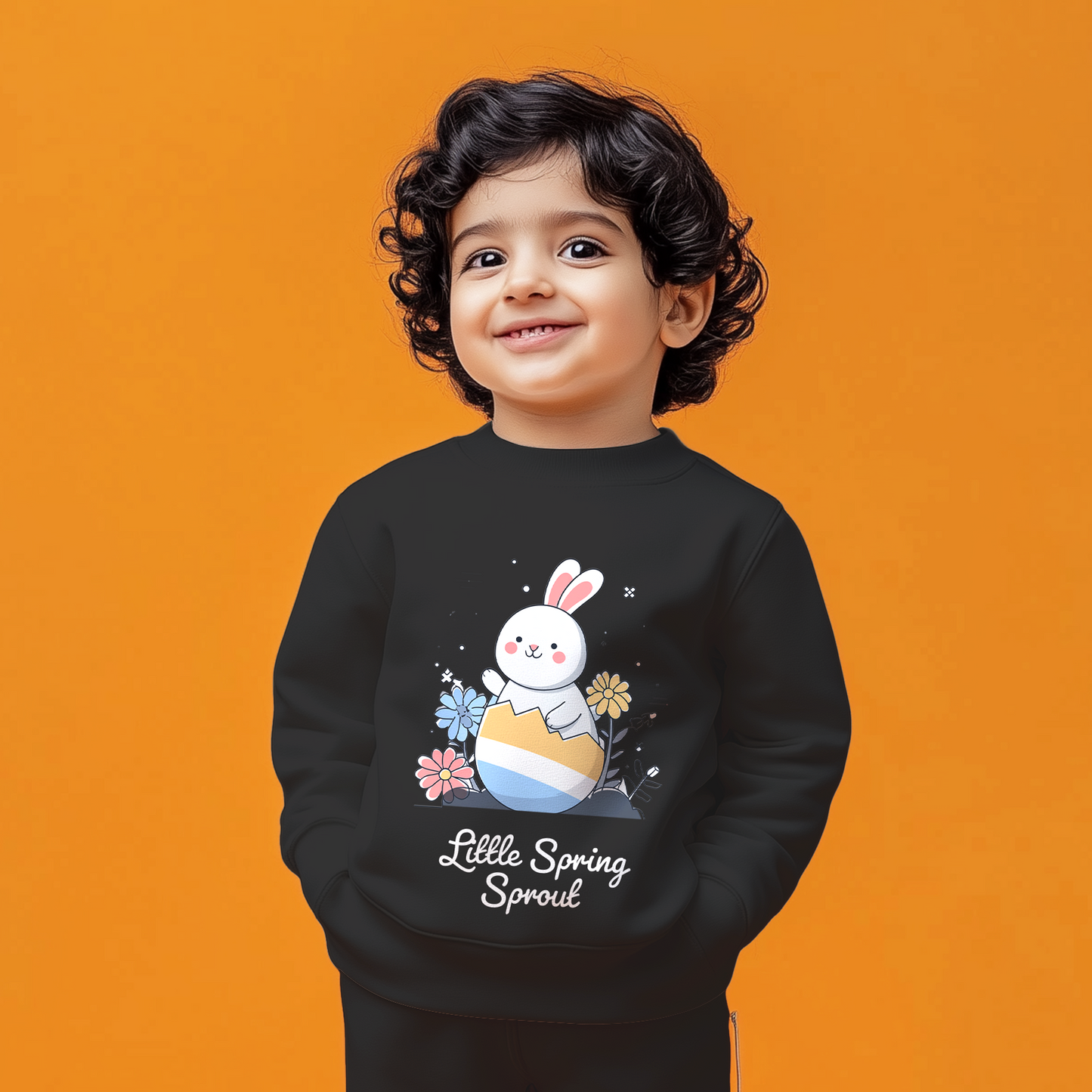 Black Bunny Egg Kids Sweatshirt