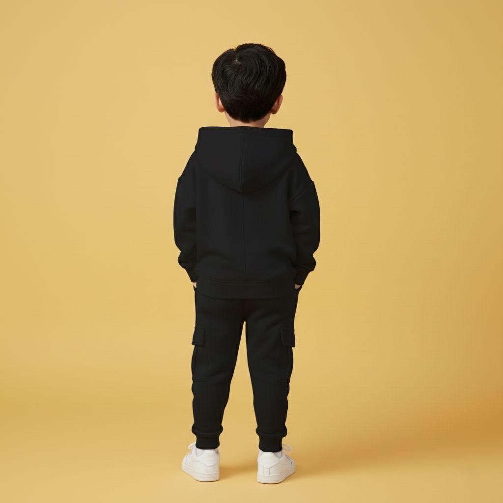 Black Hoodie Pocket Cargo Co-ords Set