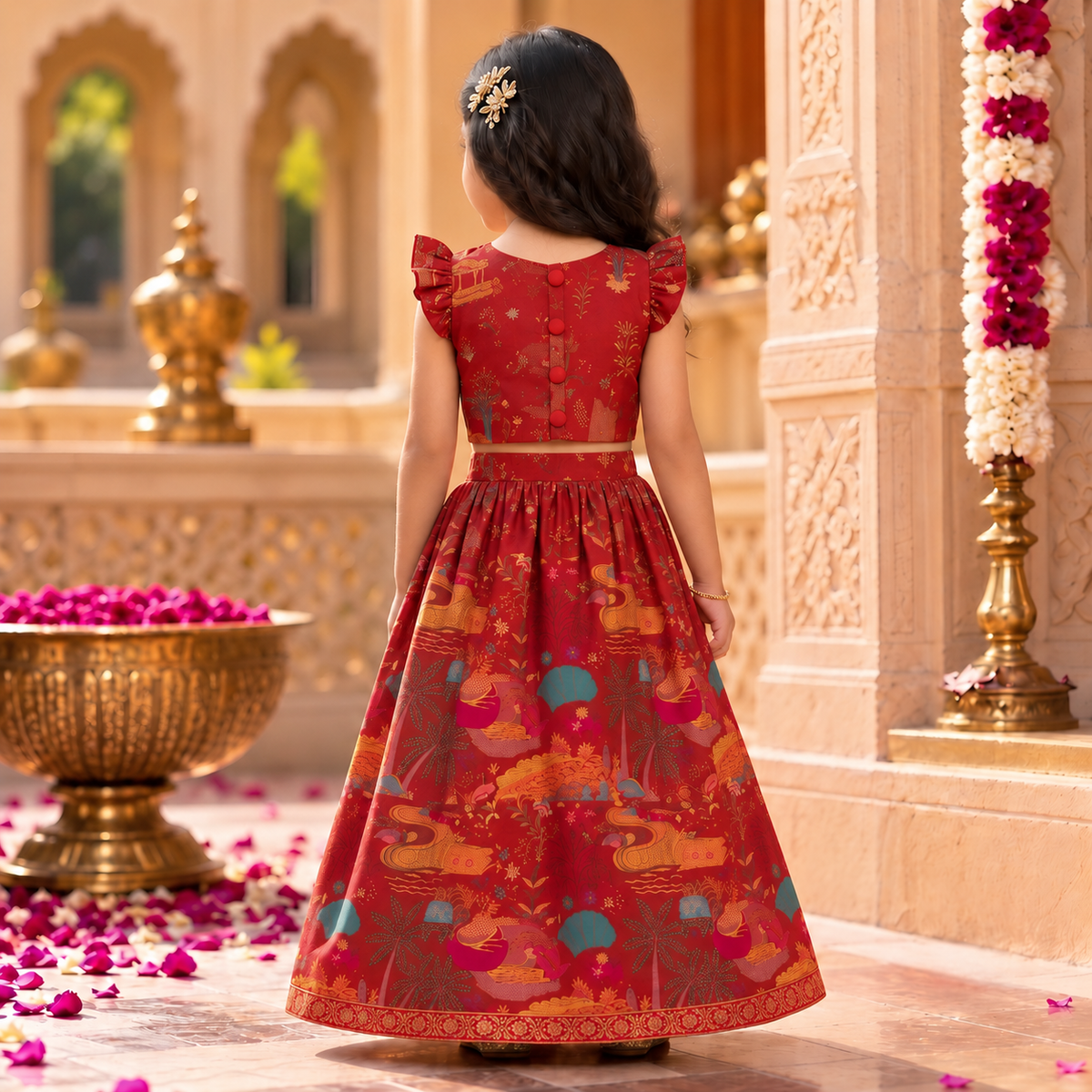 Ruby Royale Printed Lehenga Choli for Girls
