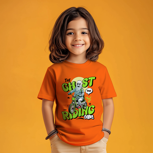 Orange Ghost Riding White T-Shirt