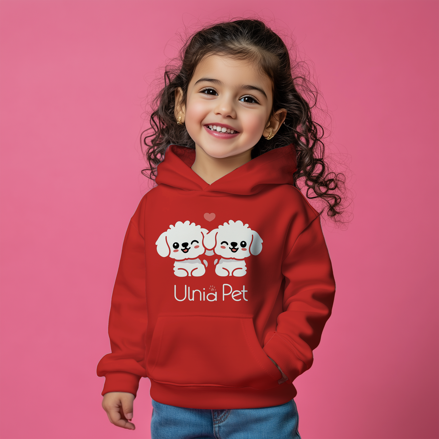 Puppy Red Kids Hoodie