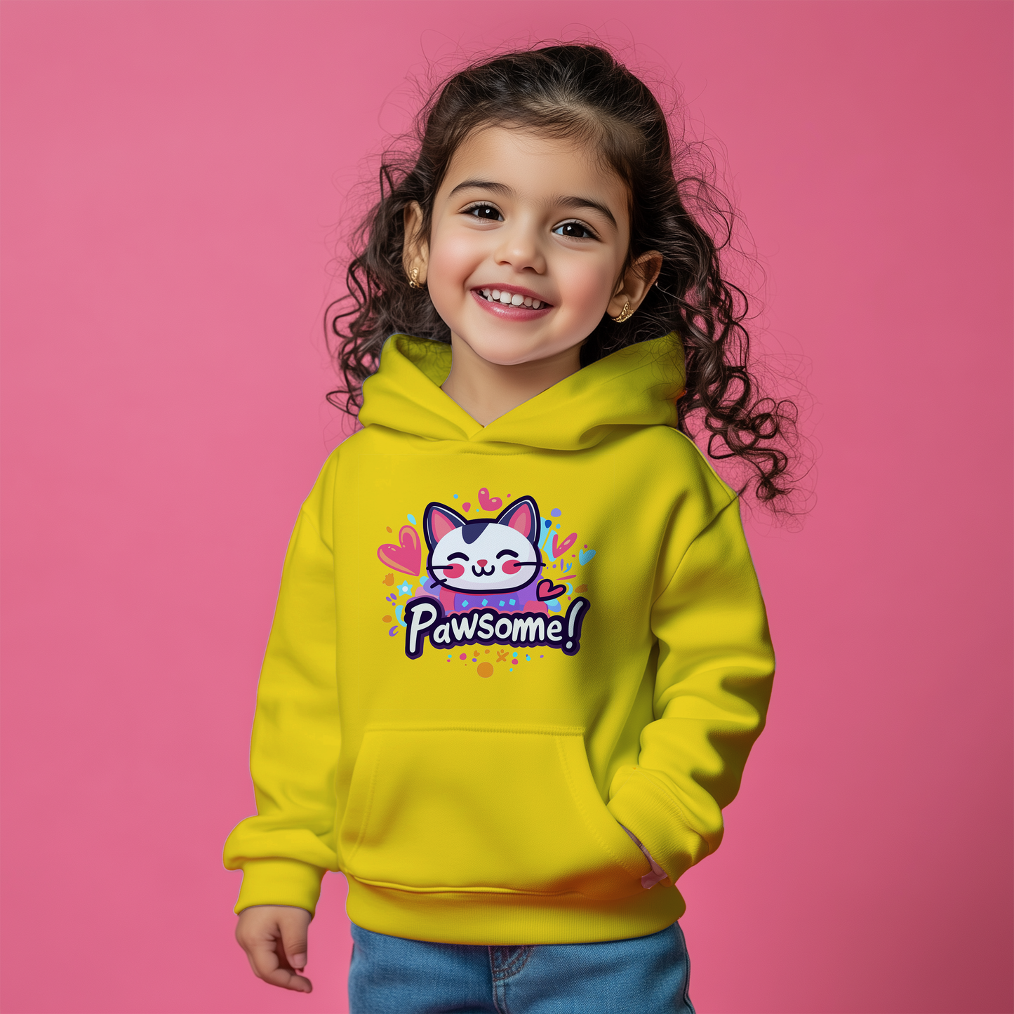 Pawsome! Yellow Kids Hoodie