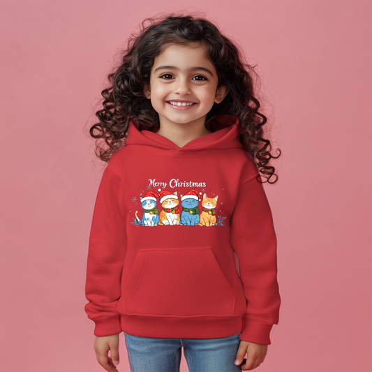 Santa Cats Red Kids Hoodie