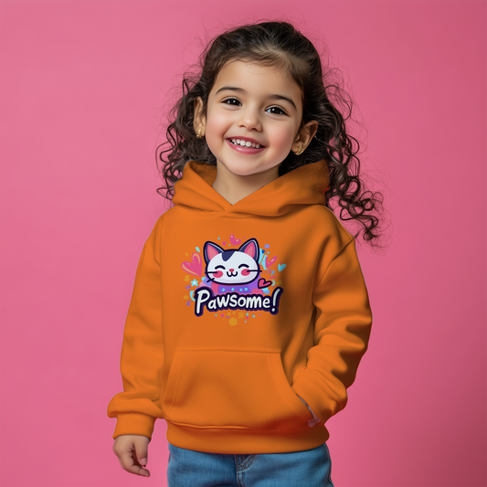 Pawsome! Orange Kids Hoodie