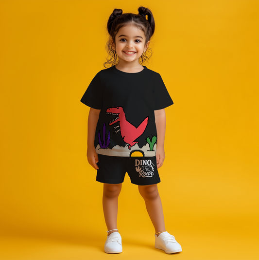 Black Desert Dino T-shirt & Shorts Co-ord Set