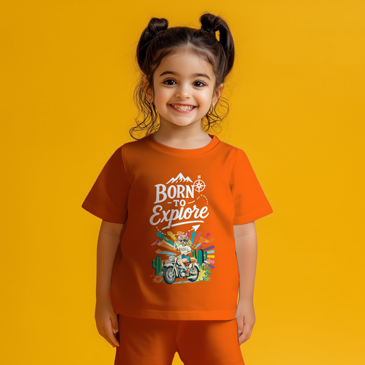 Orange Born To Explore T-shirt