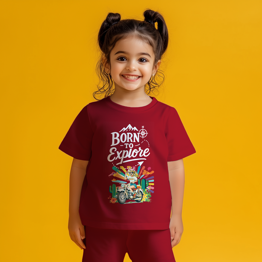 Maroon Born To Explore T-shirt