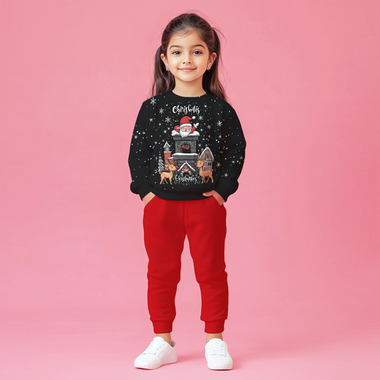 Jingle Black & Red Sweatshirt Co-ords Set