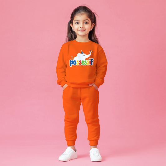 Possessif Orange Sweatshirts Co-ords Set