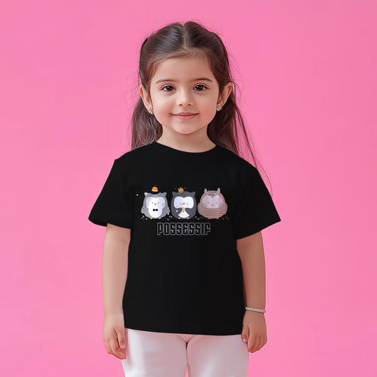 Cute Owl Black Kids T-shirt