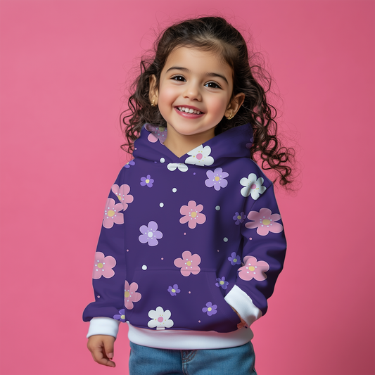 Blue Floral Kids Hoodie