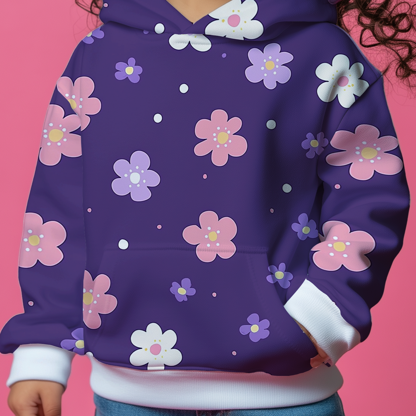 Blue Floral Kids Hoodie