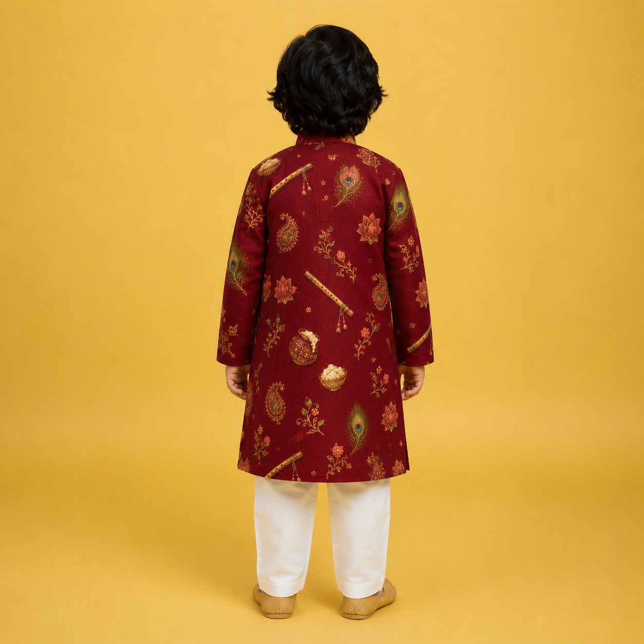 Divine Krishna Printed Kurta Pajama Set