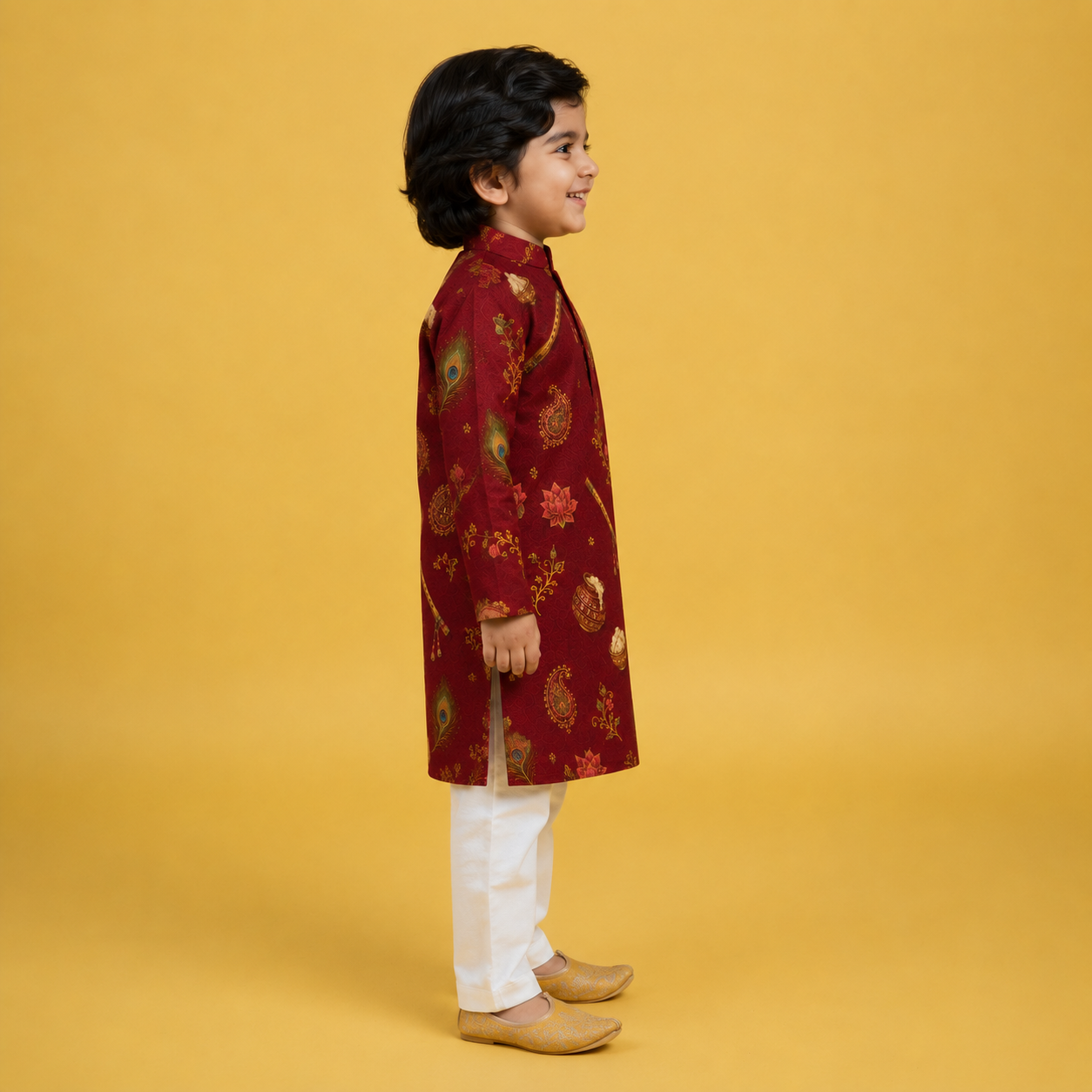 Divine Krishna Printed Kurta Pajama Set