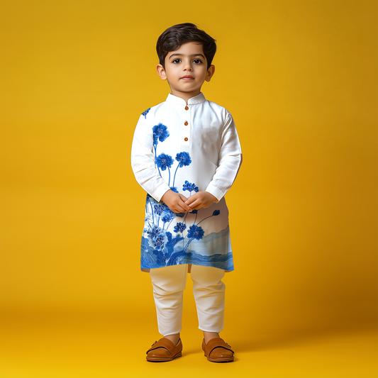 Indigo Bloom Kurta Pajama Set