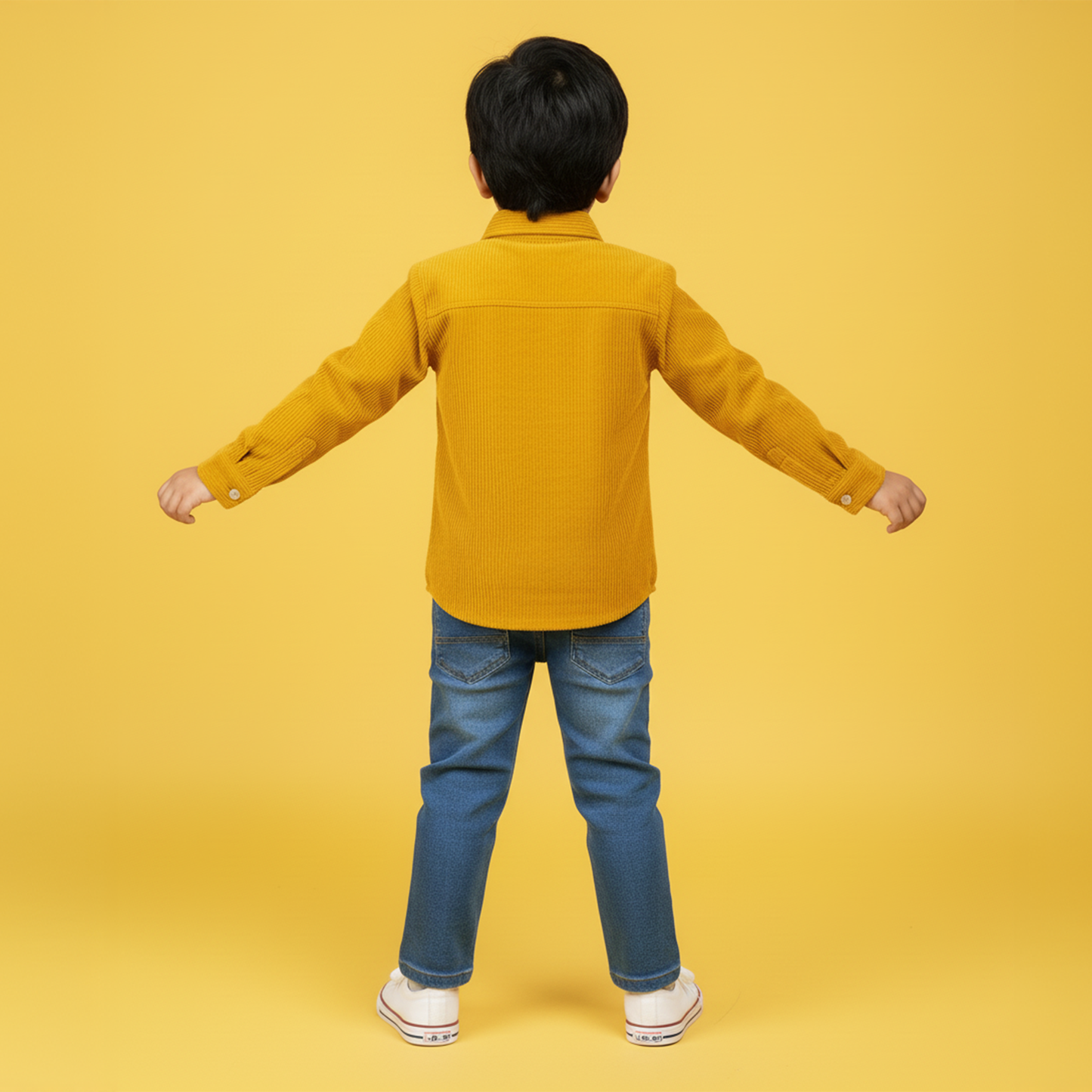 Mustard Yellow Double Pocket Corduroy Kids Shirt