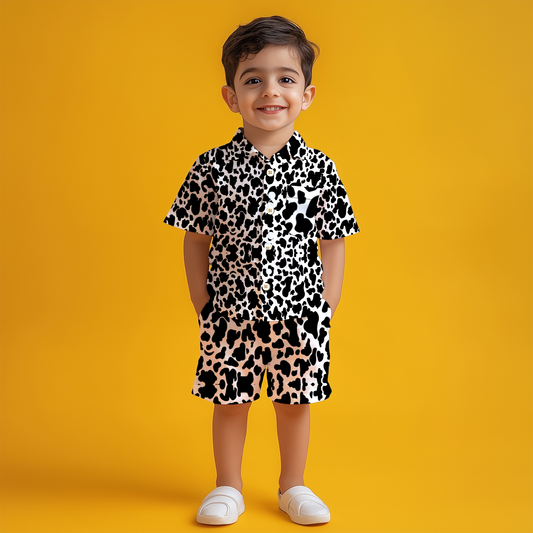 Monochrome Shirt & Shorts Kids Co-ord Set