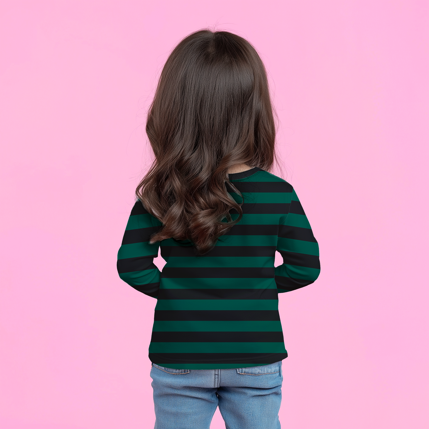 Green & Black striped Kids T-shirt