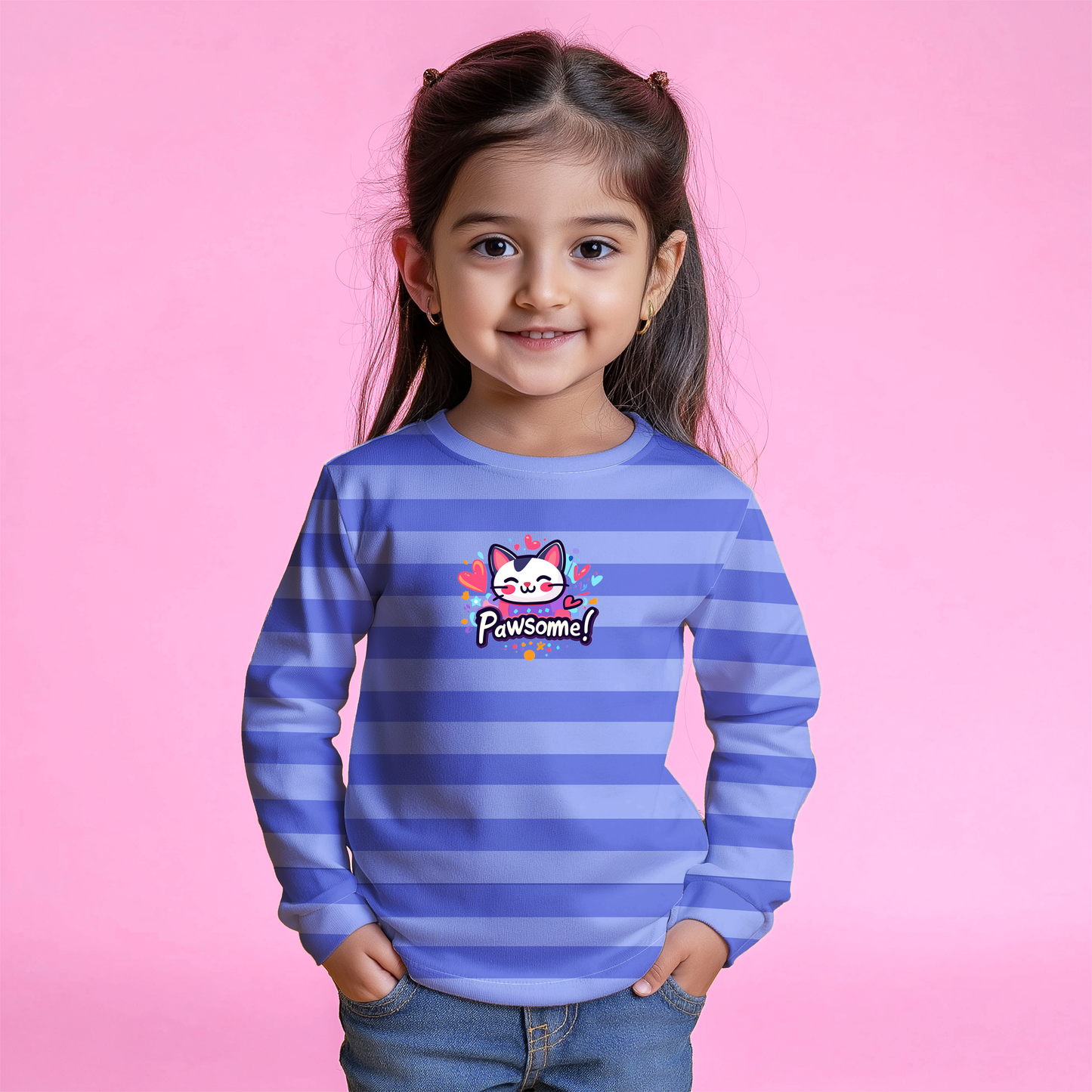 Paw some striped Kids T-shirt