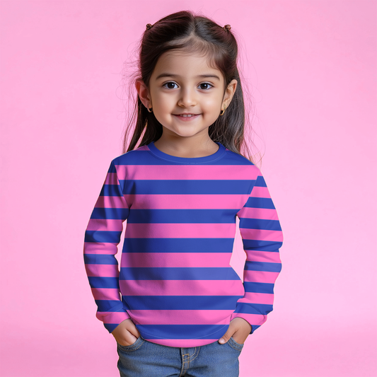 Pink & Blue Striped Kids T-shirt