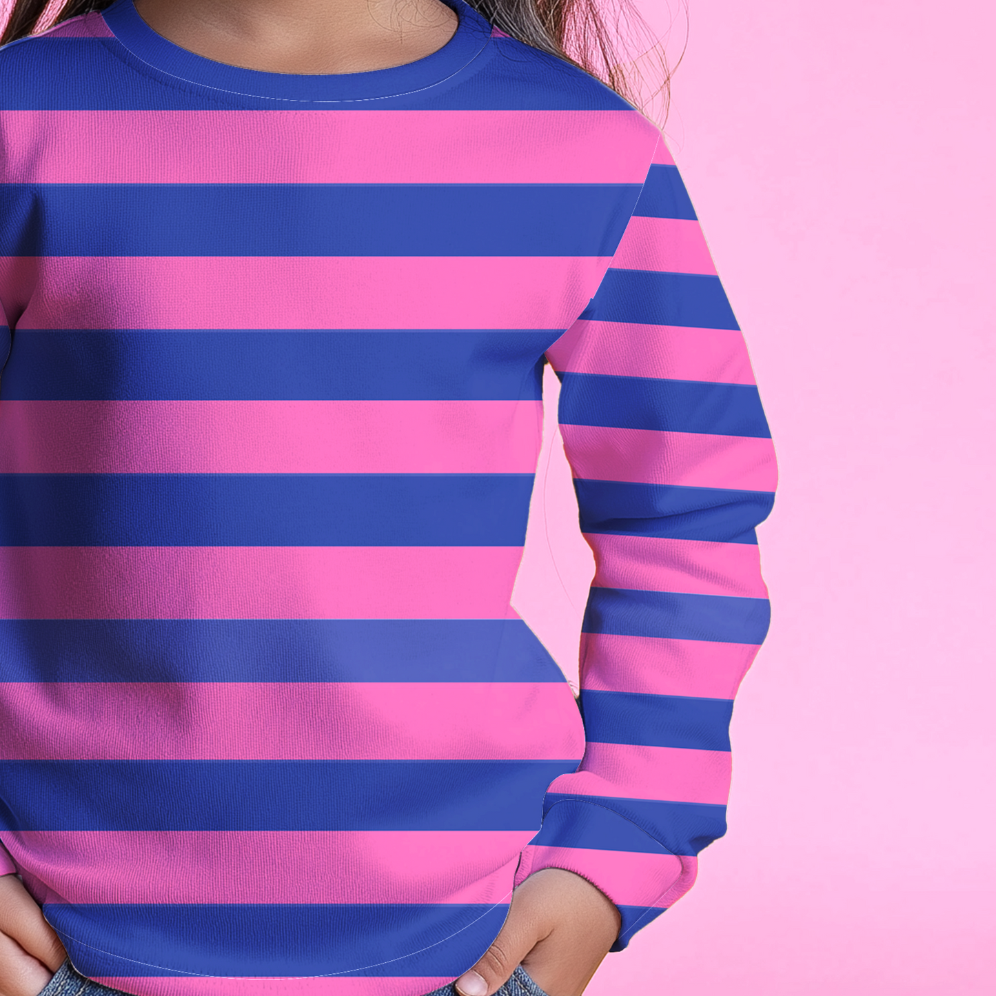 Pink & Blue Striped Kids T-shirt