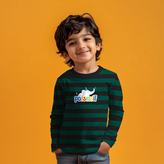 Green Striped Kids T-Shirt