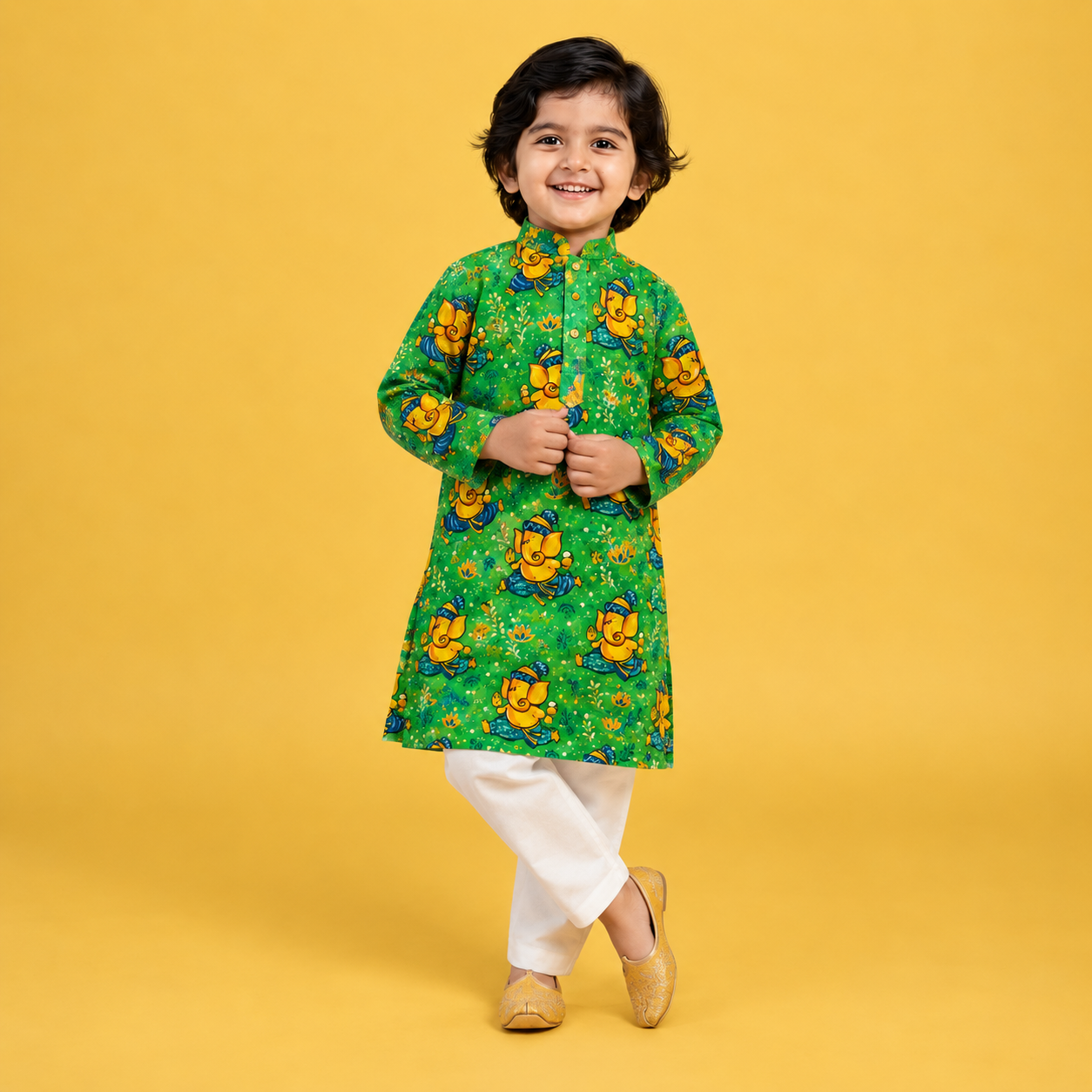 Vinayaka Green Kurta Pajama Set
