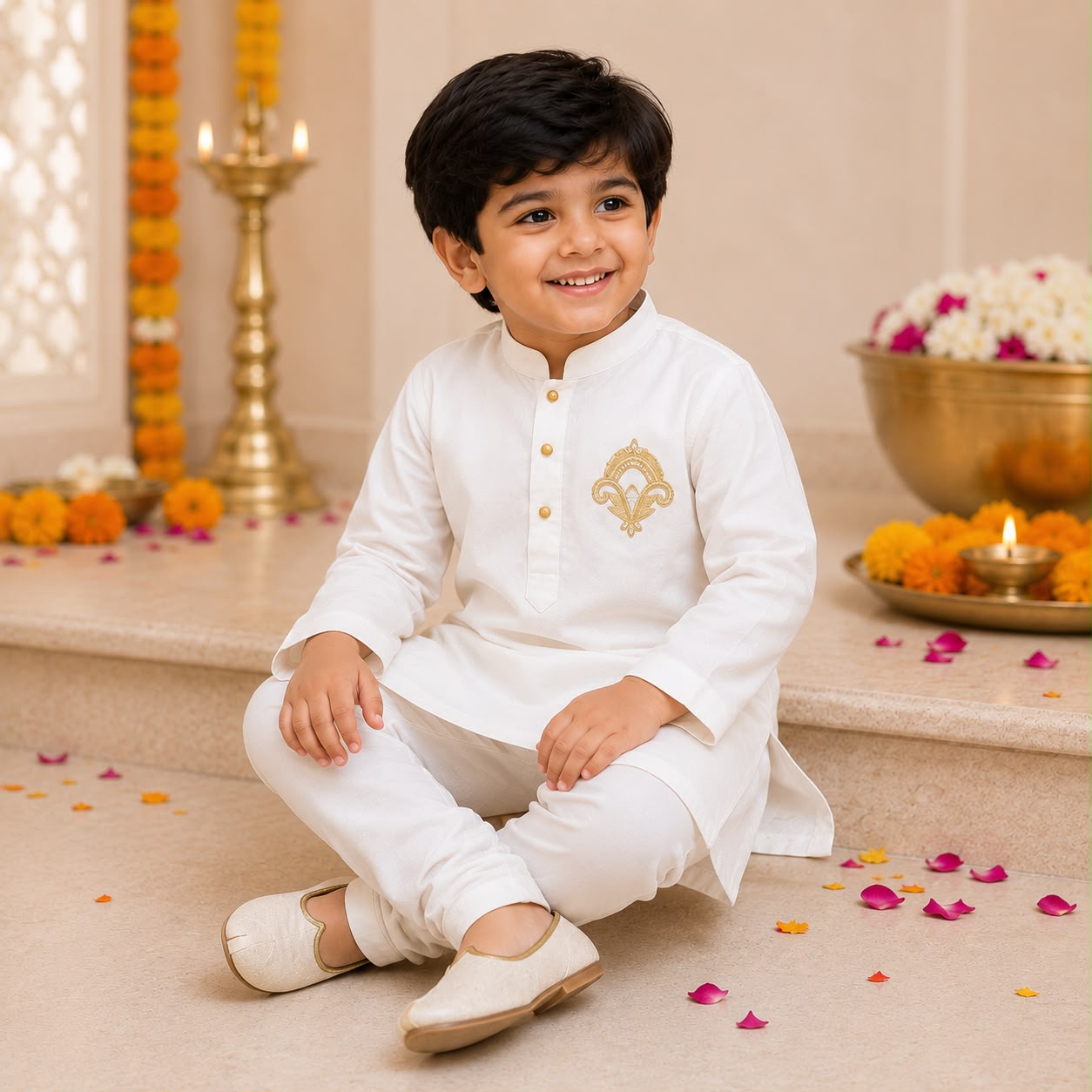 White Royal Onyx Kurta Set