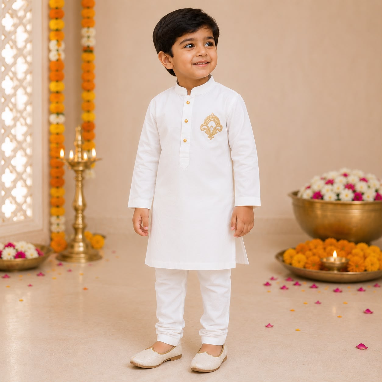 White Royal Onyx Kurta Set