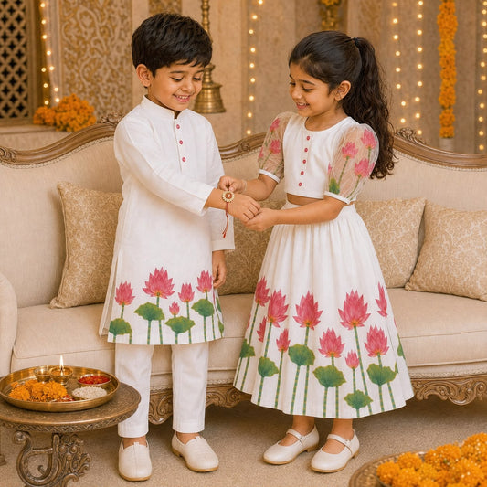 White & Pink Lotus Garden Sibling Set