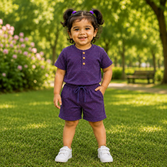 Kids Ribbed t-shirt & Shorts kids co-ord set