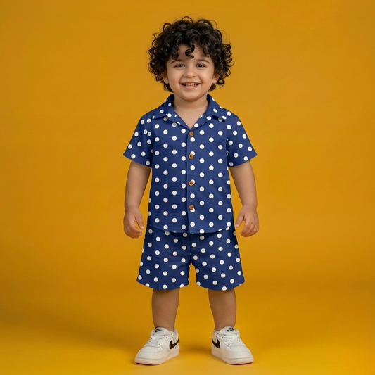 Mid-Night Dot  boys Shirt & Short Set
