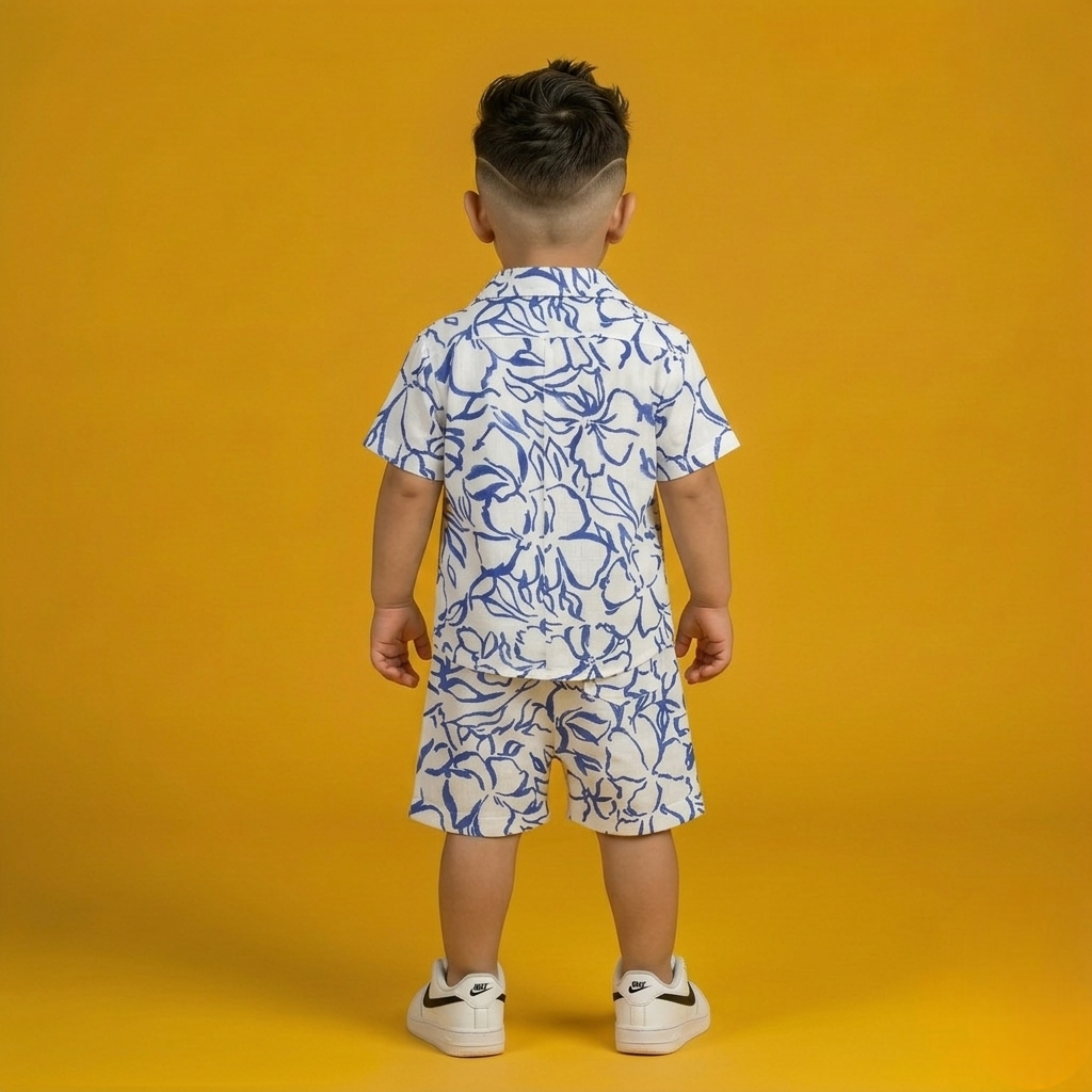 Blue Abstract Floral Co-ord Set