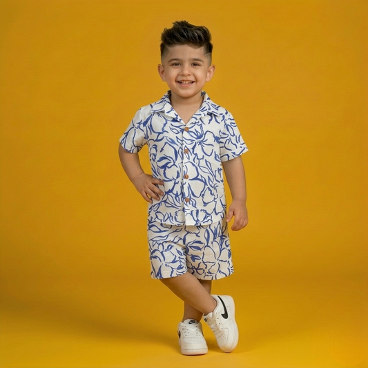 Blue Abstract Floral Co-ord Set