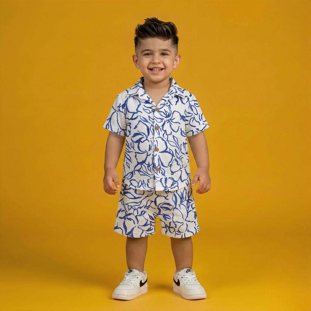 Blue Abstract Floral Co-ord Set