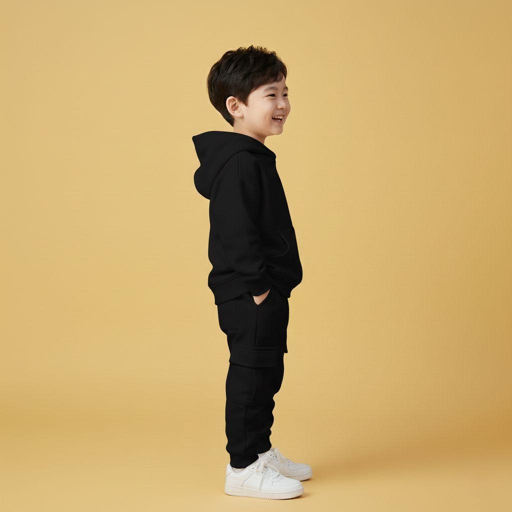 Black Hoodie Pocket Cargo Co-ords Set