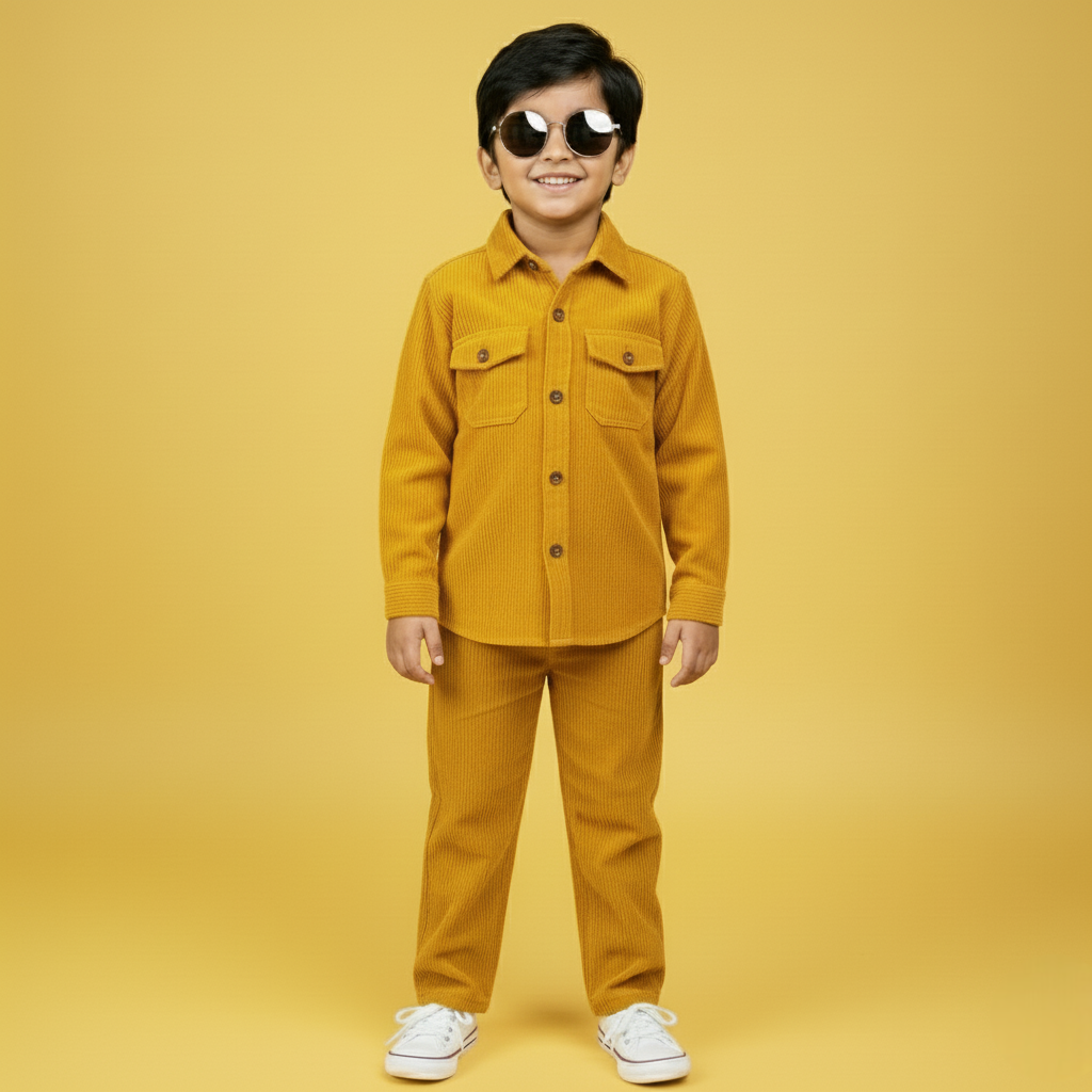 Double Pocket Corduroy Shirt & Pant Set