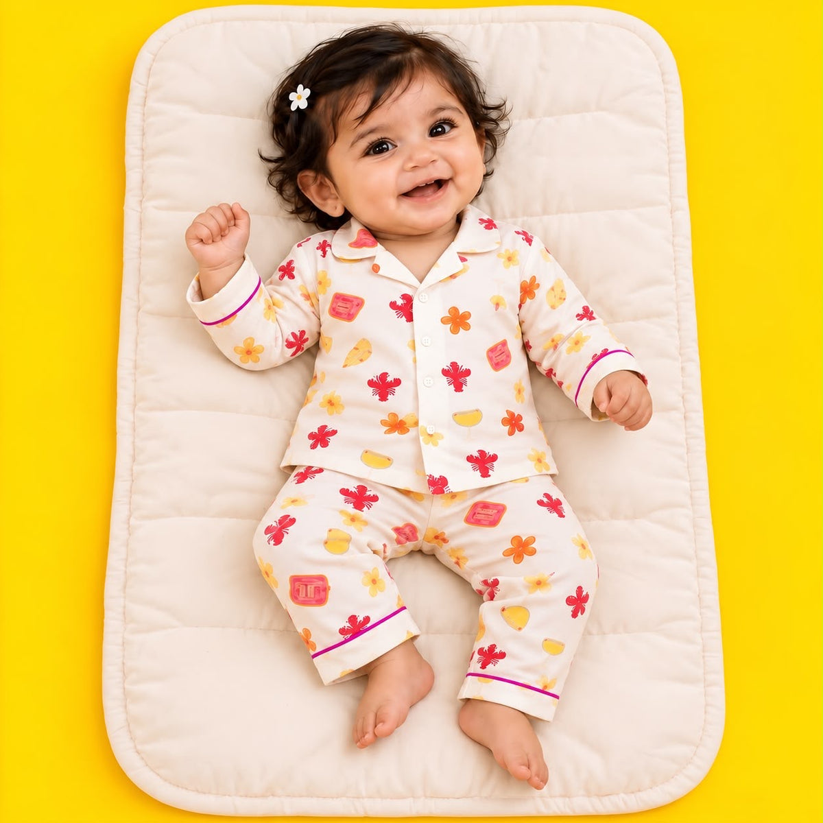 little Bloom Night Suit Set with Matching Bottle Cover & Bag